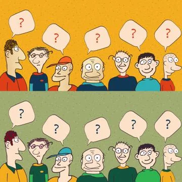 Talk . People with clouds  thought Stock Illustration