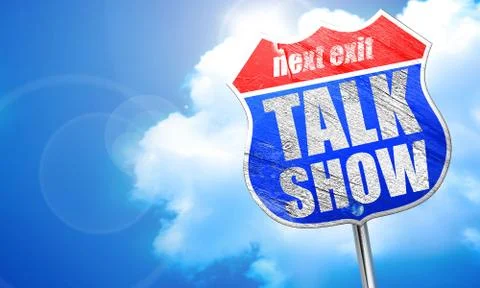 Talk show, 3D rendering, blue street sign Illustration