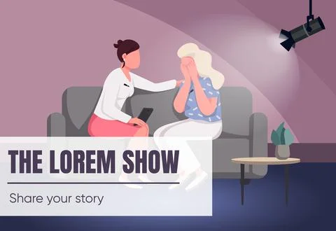Talk show banner flat vector template Illustration