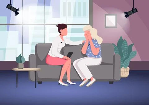 Talk show flat color vector illustration Illustration