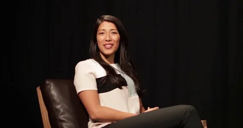 Talk show host in a recording studio Stock Footage 82138561