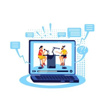 Talk show online flat concept vector illustration Illustration