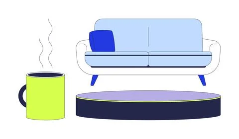 Talk show studio setup 2D cartoon objects set Stock Illustration