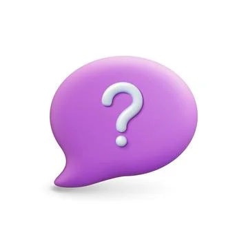 Talk speech bubble 3d element. Vector message or thinking balloon, question mark Stock Illustration