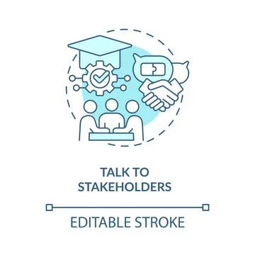 Talk to stakeholders blue concept icon Stock Illustration
