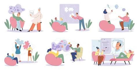 Talk therapy. Problem-solving is key aspect therapy, helping individuals find Illustrazione stock