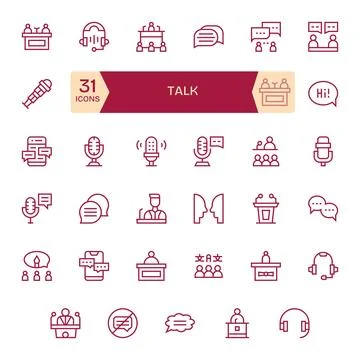 Talk Vector Icon Repository containing 35 Regular Line 128x128 Editable gra.. Illustration
