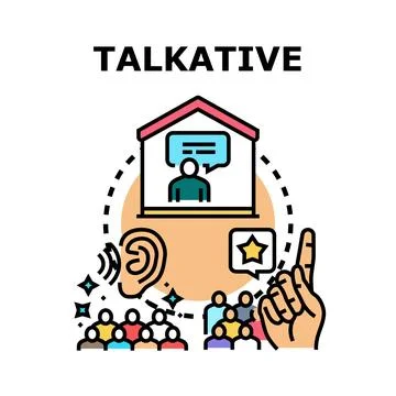 Talkative person communicating with diverse audience Stock Illustration