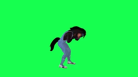 A talking 3D animated horse suddenly has a severe headache from the left angle Stock Footage 247974016
