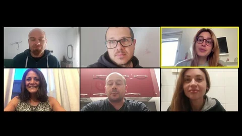 Talking about how pass the time locked in the house because of epidemic  Stock Footage 127900670