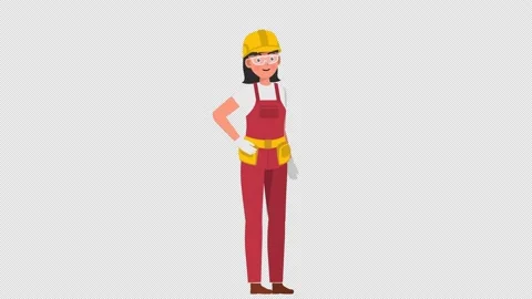 Talking Builder Female Character Stock Footage 237524413