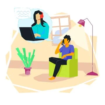Talking to call center vector illustration concept Illustrazione stock
