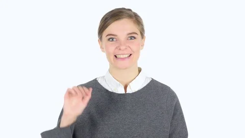 Talking to Camera, Online Webcam Video Chat, White Background Stock Footage 82161844