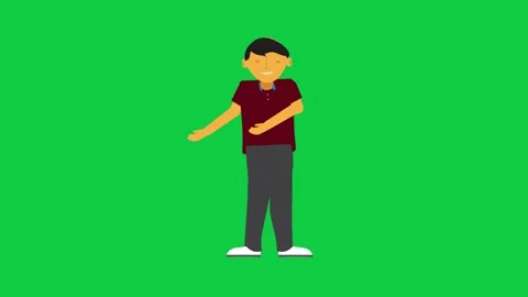 Talking Cartoon Character with Hand Gesture Animation Stock Footage 309771899