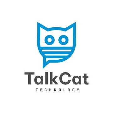 Talking cat logo design template, technology, simple, cat symbol Stock Illustration