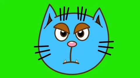 Talking character. Angry crazy cartoon cat head talks. Version 21 blue 動画素材 86031323