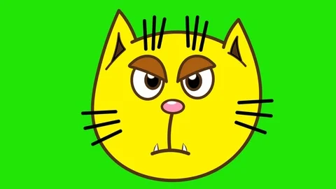 Talking character. Angry crazy cartoon cat head talks. Version 24 yellow 動画素材 86031361