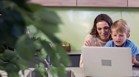 Talking to dad online Stock Footage 60789397