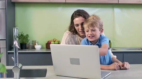 Talking to dad online Stock Footage 60789477