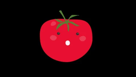 A talking drawn tomato animation with eyes or a vegetable for inserting a voice Stock Footage 272907699
