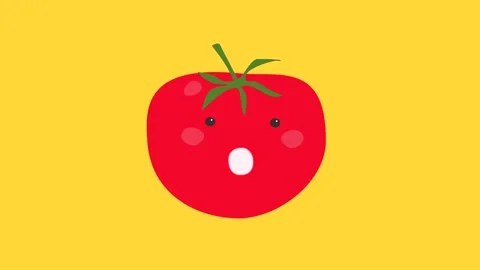 A talking drawn tomato animation with eyes or a vegetable for inserting a voice Stock Footage 316919086