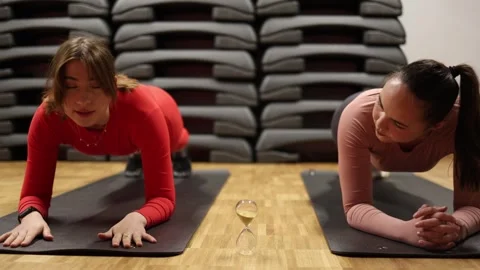 Talking during plank challenge Stock Footage 337114627