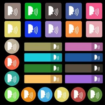 Talking Flat modern web icon. Set from twenty seven multicolored flat buttons Stock Illustration