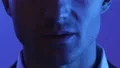 The talking man on the blue background 4k or 4k+ Resolution