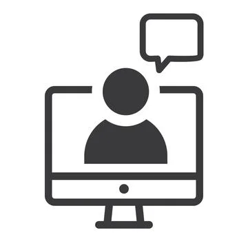 Talking man on the computer, vector. Stock Illustration