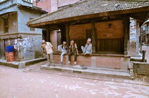 Talking men in Nepal Stock Photos