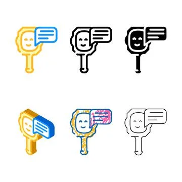Talking mirror color icon vector looks flat Stock Illustration