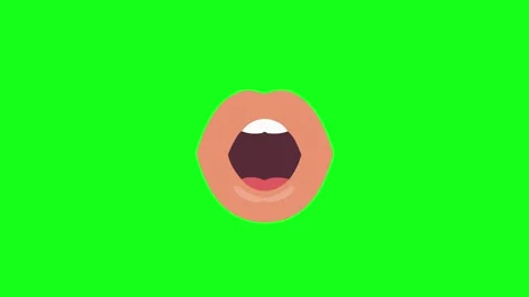 Talking mouth animation, lip sync shapes, 2D, green screen Stock Footage 339596285