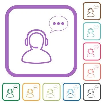 Talking operator active outline simple icons Stock Illustration