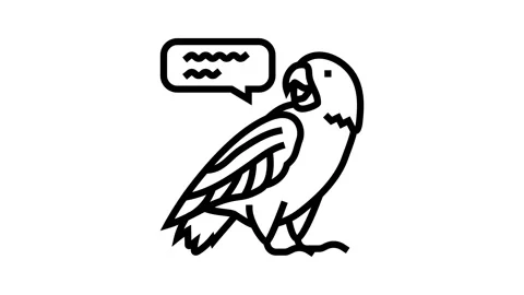 Talking parrot bird line icon animation Stock Footage 326132986