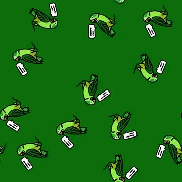 Talking parrot bird vector seamless pattern Illustrazione stock