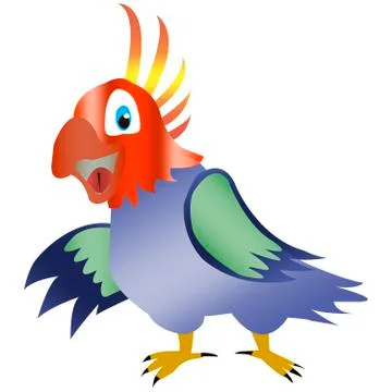 Talking parrot on white background Illustrazione stock