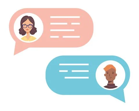 Talking people chat bubbles with avatars Stock Illustration