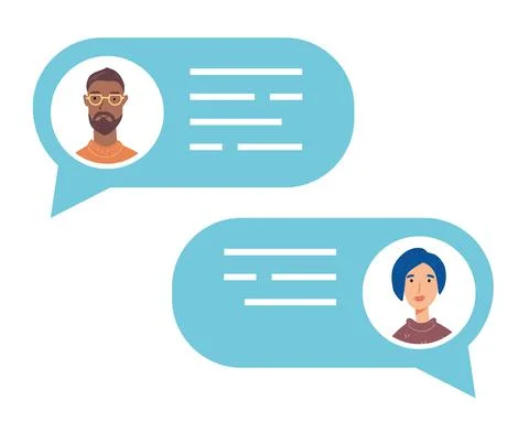 Talking people chat bubbles with avatars Stock Illustration