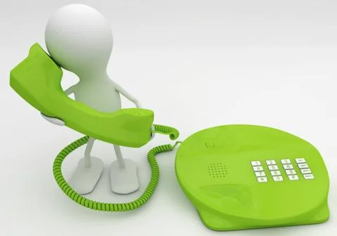 Talking on the phone. 3d render concept in green Illustrazione stock