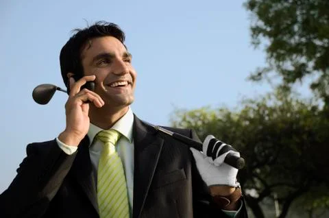 Talking on phone Stock Photos