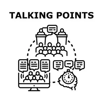 Talking points discussion public speaking video conference Ilustração Stock