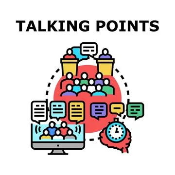 Talking points discussion public speaking video conference Ilustração Stock