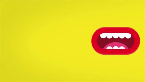 Talking red lips on a yellow background. Concept for greeting card, advertising Video stock 145091017