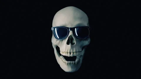 Talking Skull With Dark Glasses Loop Stock Footage 345098670