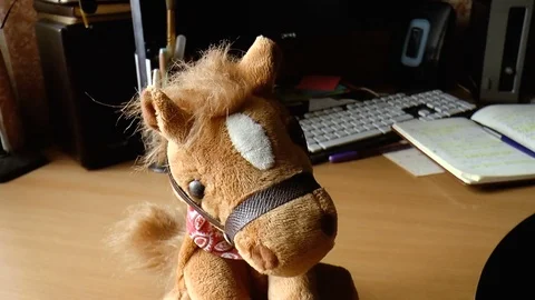 Talking toy horse Stock Footage