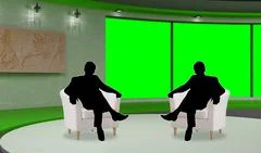 Talkshow 014 TV Studio Set - Virtual Green Screen Background PSD PSD Template