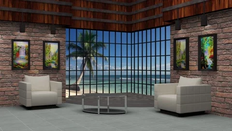 Talkshow Virtual Set Moveable Backdrop With 3D Background 50 Stock Footage 195946197