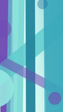 Tall aqua and turquoise panels intersect with violet circles and diagonal b.. Stock Illustration