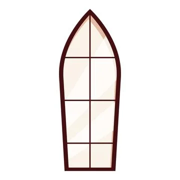 Tall arched window with rectangular panes letting light in Ilustración de archivo