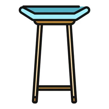 Tall bar stool with light blue seat icon Stock Illustration